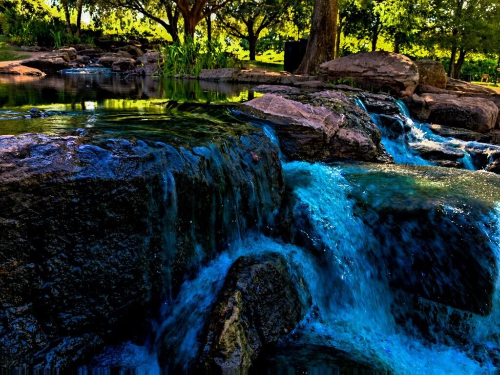Water cascading over rocks at Oyster Creek Park