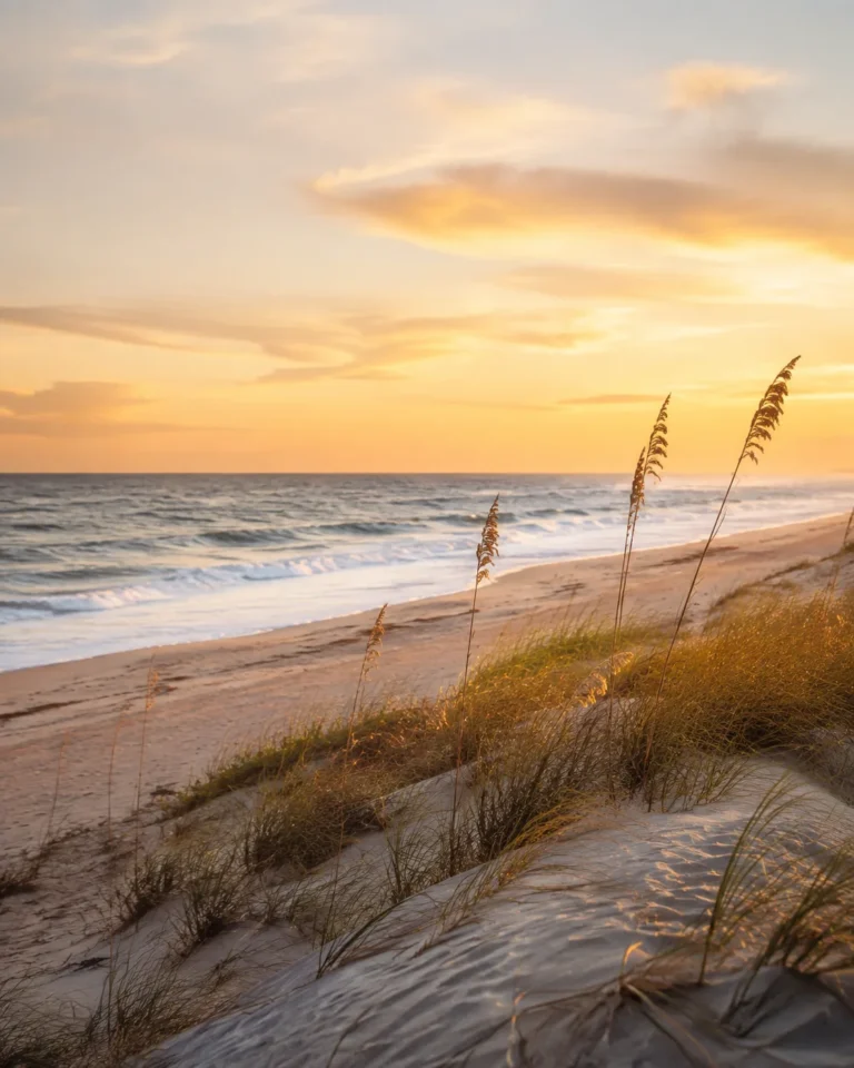 illustration of a Gulf Coast beach at sunset